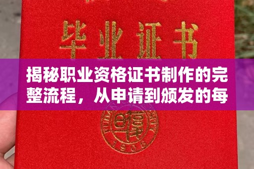 暖暖揭秘职业资格证书制作的完整流程，从申请到颁发的每一步